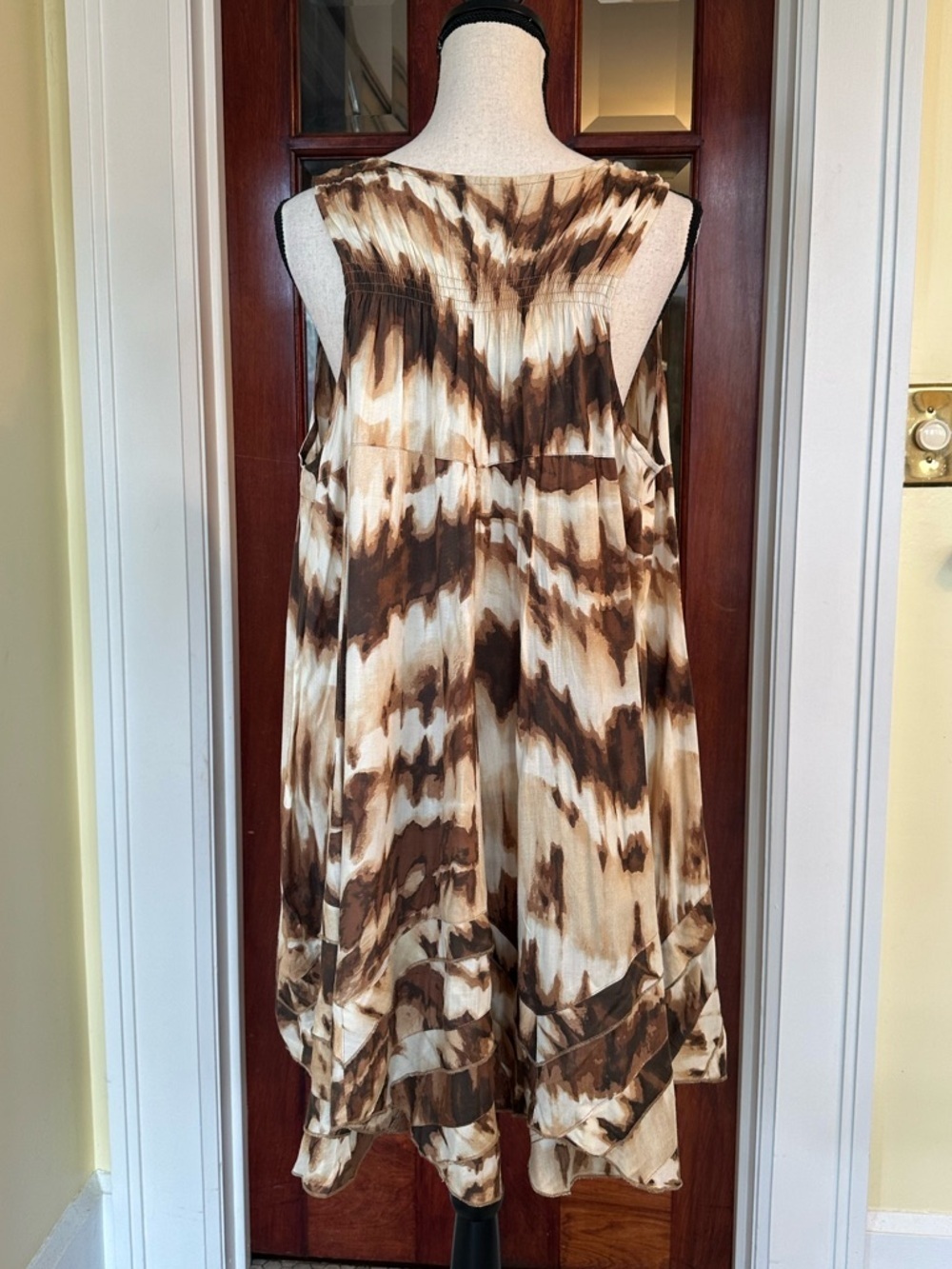 Roman’s | Tie Dye Tunic Dress | Embellished Neckline | Brown & Cream, Size 20W - Picture 2 of 9